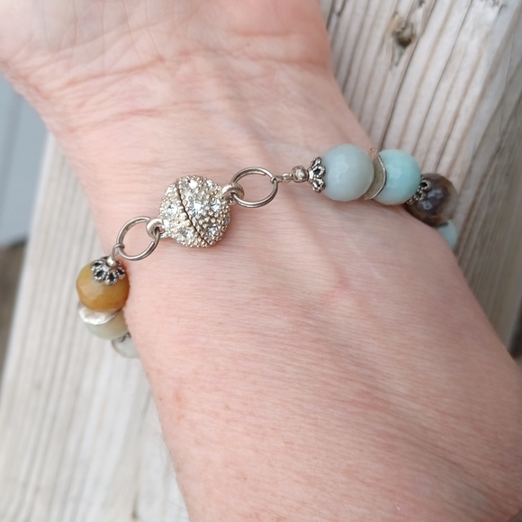 Handmade precious stones Bracelet 7 1/2 inches - Picture 8 of 13